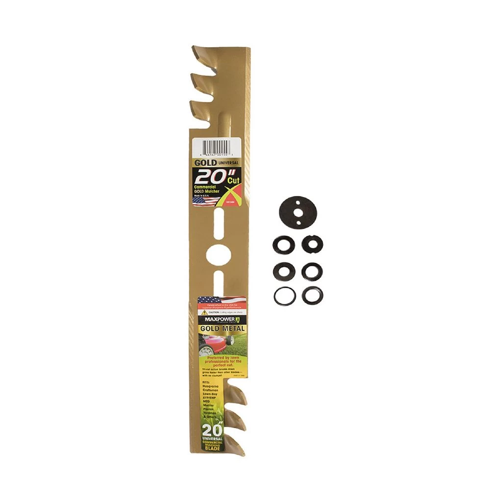 MaxPower 20 in. Deck Universal Gold Metal Lawn Mower Mulching Blade 3 MaxPower 20 in. Deck Universal Gold Metal Lawn Mower Mulching Blade